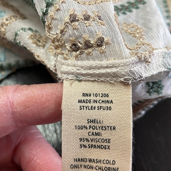 Soft Surroundings Boho Embroidered Long Sleeve Blouse Sheer Size 3X. - Picture 6 of 8